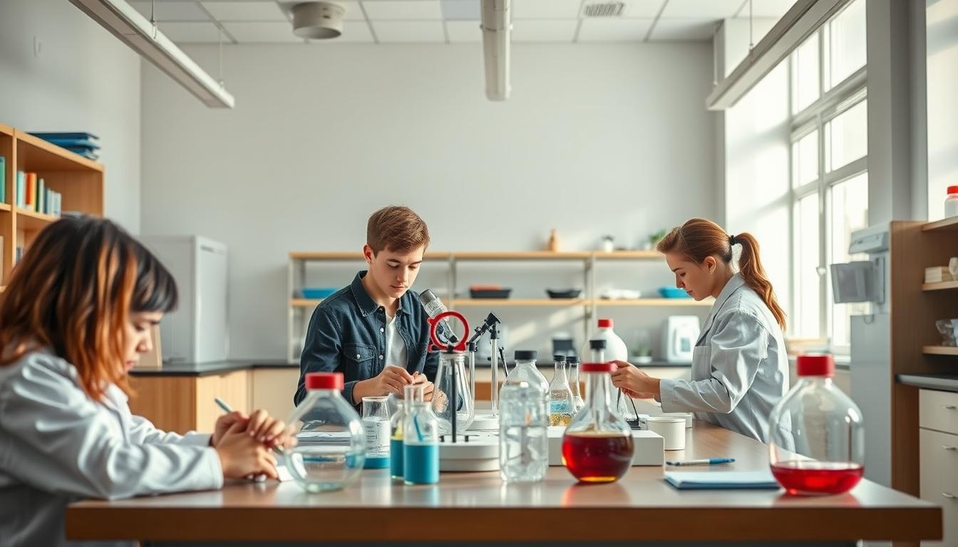 Students working in research laboratory